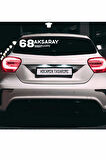 Aksaray 68 Plaka Kodlu Beyaz Araç Sticker Ortaköy İlçe Yazılı Özel Tasarım 40x8 cm  Şehir ve İlçe Temalı Kaliteli Sticker