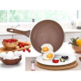Saflon 28 cm Yanmaz/Yapışmaz Granit Derin Tava