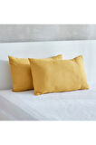 Düz Pamuklu 2'li Yastık Kılıfı 50x70 Sarı