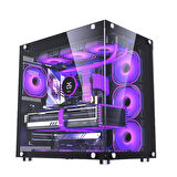 SNT UFO II 750 Watt 80+ Bronze Power Midi Tower Atx Gaming Akvaryum 7 x Argb Fanlar ve Uzaktan Kumanda Kontroller  Dahil Masaüstü Bilgisayar Kasası