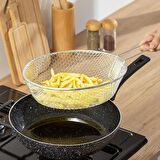 Porsima Yanmaz Yapışmaz Granit Fritöz Sepetli Cips Kızartma Wok Tava 2 Parça 28 Cm