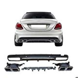 Mercedes W205 c63 arka tampon difüzörü ve egzoz ucu seti amg 2014+