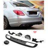 Mercedes W205 c63 arka tampon difüzörü ve egzoz ucu seti amg 2014+