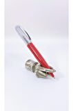 Fet Red Krom Tükenmez Kalem Red Silver