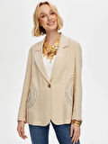 Kroşe Dantel Garnili Keten Karışımlı Ceket S25CKT026