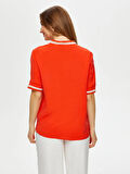 Yakası Ve Kolu Çizgili Triko Detaylı V Yaka Modallı Bluz S25BLZ010