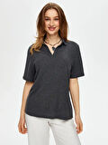 Polo Yaka Kendinden Dokulu Kısa Kol T-Shirt S25TSH054