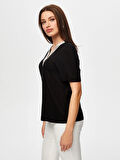 Zincir Şertili V Yaka Kısa Kol T-Shirt S25TSH064