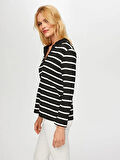 Kendinden Çizgili Uzun Kol Kaşkorse T-Shirt S25TSH090