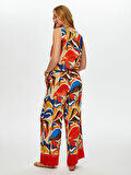 Eteği Sulu Soyut Desen Wide Leg Fit Pantolon S25PNT031