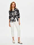 Monochrome Çiçek Desen Pamuk Vual Gömlek S25GML054