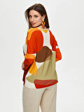 Geometrik Soyut Desen Yuvarlak Yaka 3/4 Kol T-Shirt S25TSH095
