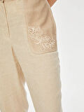 Kordone Nakış Garnili File Detaylı Comfort Fit Pantolon S25PNT030