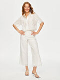 Resort Brode Nakış İşli Yanı Yırtmaçlı Wide Leg Fit Caprii S25CPR017