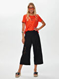 Resort Delik İşi Nakış Detaylı Viskon Keten Wide Leg Fit Pantolon S25PNT046