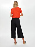 Resort Delik İşi Nakış Detaylı Viskon Keten Wide Leg Fit Pantolon S25PNT046