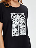 Resort Önü Palmiye Baskılı Yuvarlak Yaka T-Shirt S25TSH115
