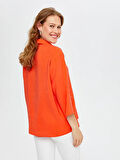 Yarım Patlı Taş Detaylı 3/4 Kol Modallı Bluz S25BLZ013