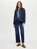 Simli Şerit Detaylı Kapitone Denim Ceket W26CKT013