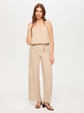 Wide Leg Fit Metal Aksesuarlı Keten Karışımlı Pantolon S26PNT034