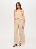 Wide Leg Fit Metal Aksesuarlı Keten Karışımlı Pantolon S26PNT034