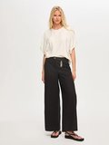 Wide Leg Fit Metal Aksesuarlı Keten Karışımlı Pantolon S26PNT034