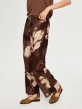 Soyut Çiçek Desen Ketenli Wide Leg Fit Pantolon S26PNT035