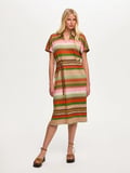Resort Renkli Zigzag Desen Polo Yaka Örme Elbise S26ELB050