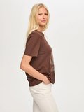 Resort Önü Kordone Yaprak Nakış Detaylı Bisiklet Yaka Pamuklu Tshirt S26TSH114