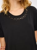 Yakası Taş Ve Delik İşli Kısa Kol Viskonlu Tshirt W27TSH055