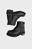 Black Hakiki Deri Kadın Bot & Bootie HD0777009803