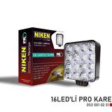Niken Calışma Lambası Pro 16 Ledli Kare 12V 24V 052 001 02 01