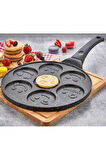 Gülenyüz Smıle Döküm Granit Pankek Tavası 28 CM Emoji Pancake Pankek Mücver Krep Tavası