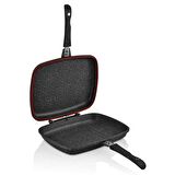 Noble Life 34 Cm Çift Taraflı Kapaklı Smart Granit Tava Siyah