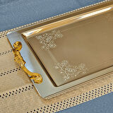 Sudedi Home Sultan Saten Gold Kaplama 1MM Paslanmaz Çelik Tepsi 2li 18/10