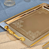 Sudedi Home Sultan Saten Gold Kaplama 1MM Paslanmaz Çelik Tepsi 2li 18/10