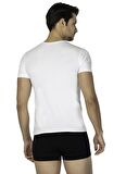 Ds Damat Bisiklet Yaka Düz Beyaz Erkek T-Shirt DS0400