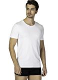 Ds Damat Bisiklet Yaka Düz Beyaz Erkek T-Shirt DS0400