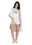U&ME Bride Stripe Saten Sabahlık PUDRA
