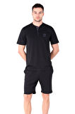 Ds Damat Regular Fit Cotton Şort Takım SİYAH