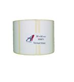 PİA Kuşe Etiket 30 x 60 mm 10.000 Adet Kuşe Barkod Etiketi 1000 Sarımlı 10 Rulo