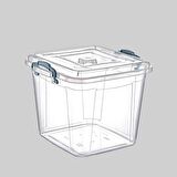 Polytime Multibox Şeffaf Kilitli Mutfak Eşya Gıda Saklama Düzenleme Kabı Kutusu - Kare - 35 Litre