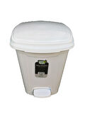 Poly Time Plastik Basmalı Pedallı Çöp Kovası Kutusu / 52 Litre - Beyaz / 57x40x40 Cm.