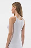 Türen Kadın Şerit Detaylı İnce Askılı Kaşkorse 2’li Pamuklu Atlet 204/Beyaz