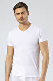 Cacharel Erkek V Yaka T-shirt 1402/Beyaz