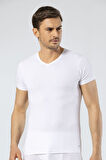 Cacharel Erkek V Yaka T-shirt 1402/Beyaz