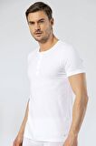 Cacharel Erkek Bisiklet Yaka Düğmeli BeyazT-shirt