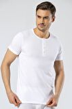Cacharel Erkek Bisiklet Yaka Düğmeli BeyazT-shirt