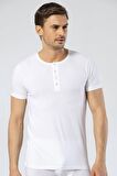 Cacharel Erkek Bisiklet Yaka Düğmeli BeyazT-shirt