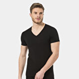 Türen Erkek V Yaka Likralı T-shirt 172/Siyah